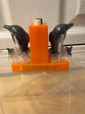 Sea World Orange Dolphin Vintage salt and pepper dispenser